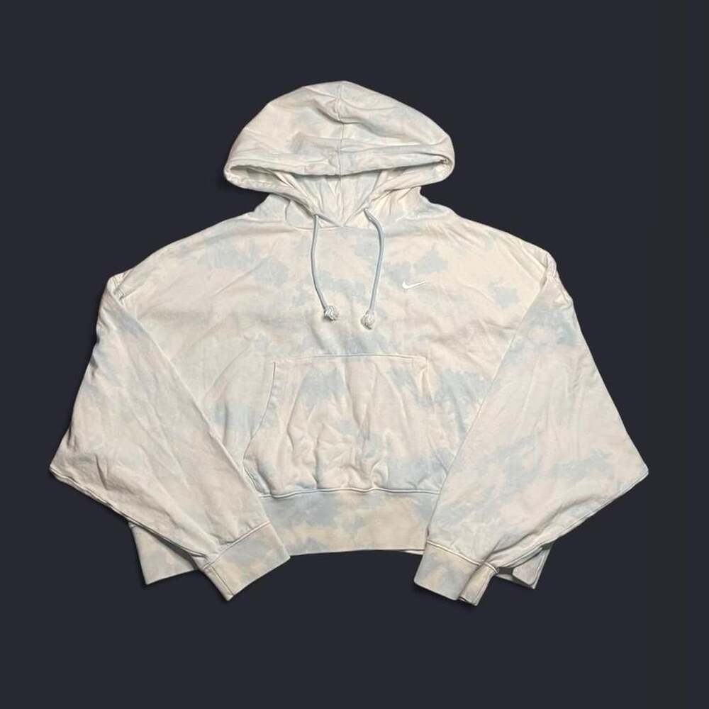 Y2K Nike Tie Dye Hoodie Cropped Womens Large Cloud Print